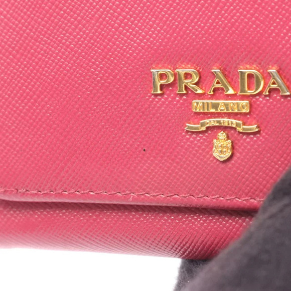 Prada SAFFIANO Tri fold Wallet Leather Pink